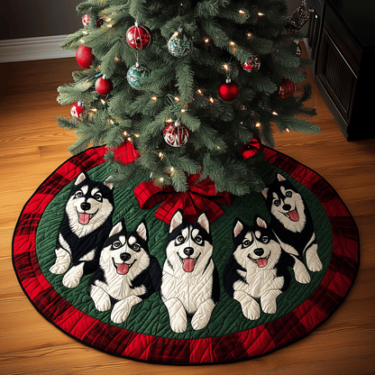 Christmas Husky Delight Quilted Christmas Tree Skirt-Myprintsy