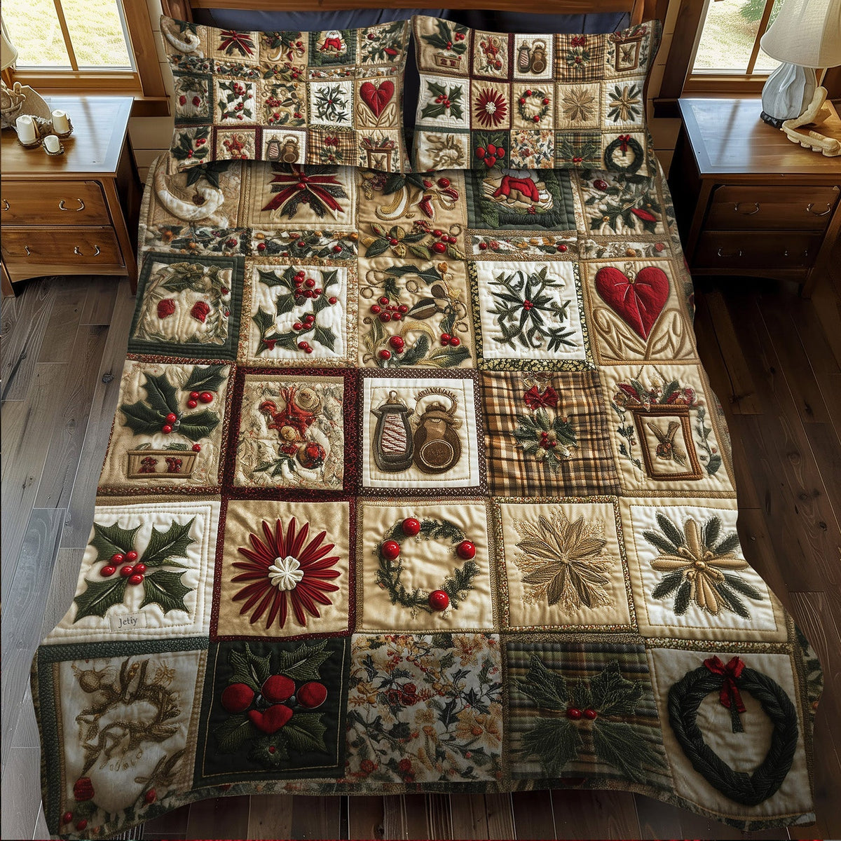 Christmas Kaleidoscope -Piece Quilted Bedding Set VTQ-Myprintsy