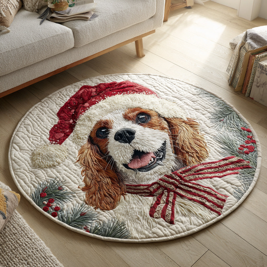 Christmas King Charles Quilted Round Mat VTQ-Myprintsy
