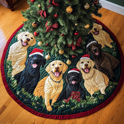 Christmas Labrador Magic Christmas Quilted Tree Skirt VTQ-Myprintsy