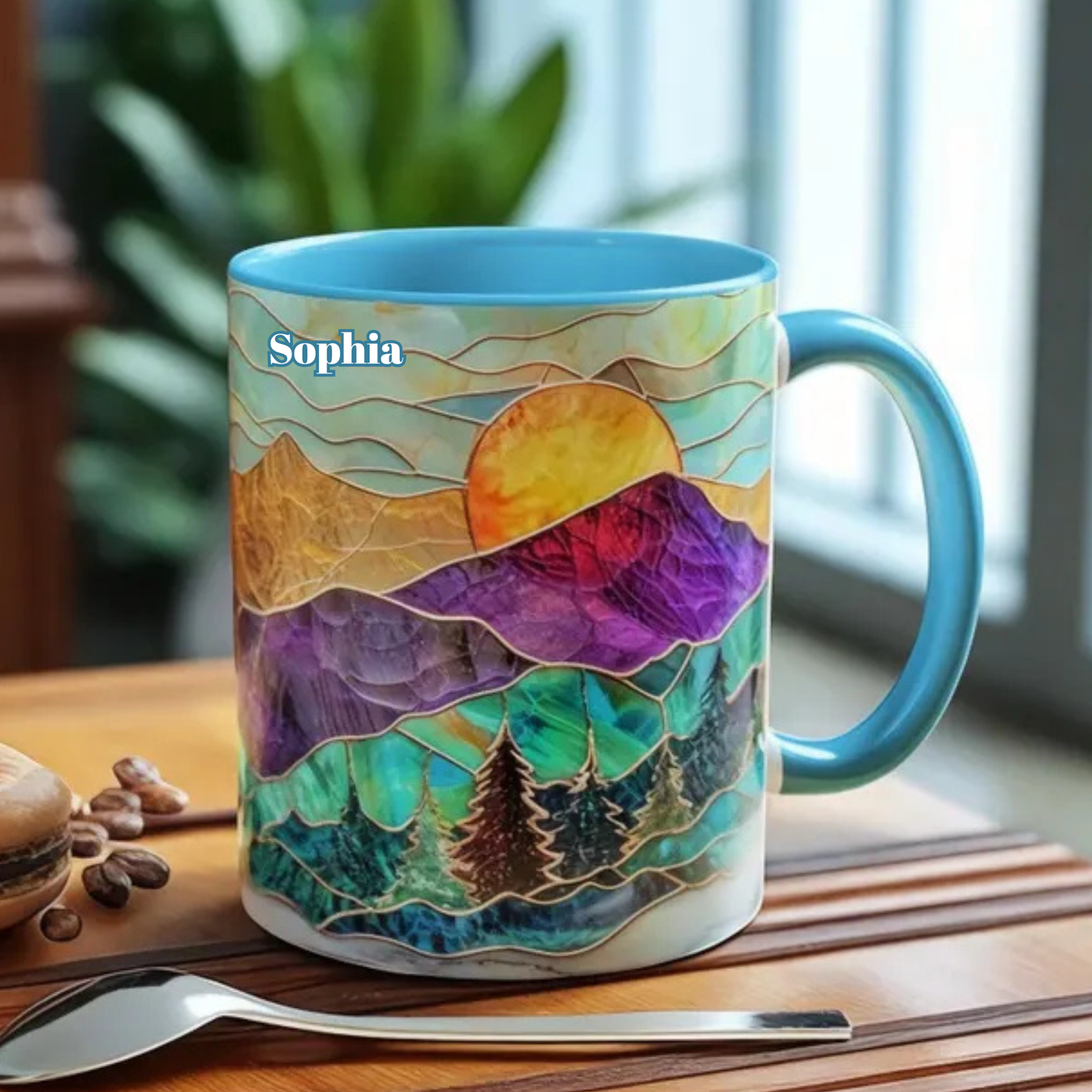 Christmas Mountain Sunset - Personalized Accent Mug-Myprintsy