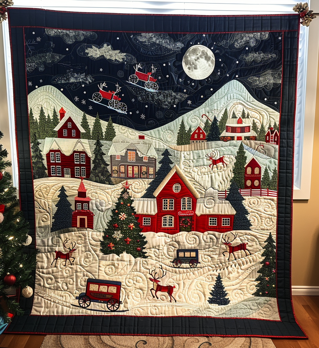 Christmas Night Quilted Blanket VTQ-Myprintsy