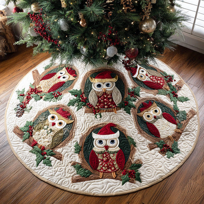 Christmas Owl Magic Christmas Quilted Tree Skirt TD-Myprintsy