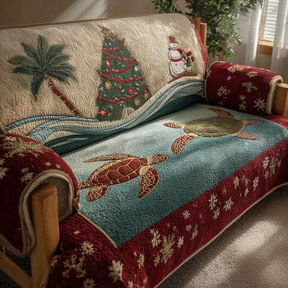 Christmas Palm Turtle Quilted Sofa Cover VTQ-Myprintsy