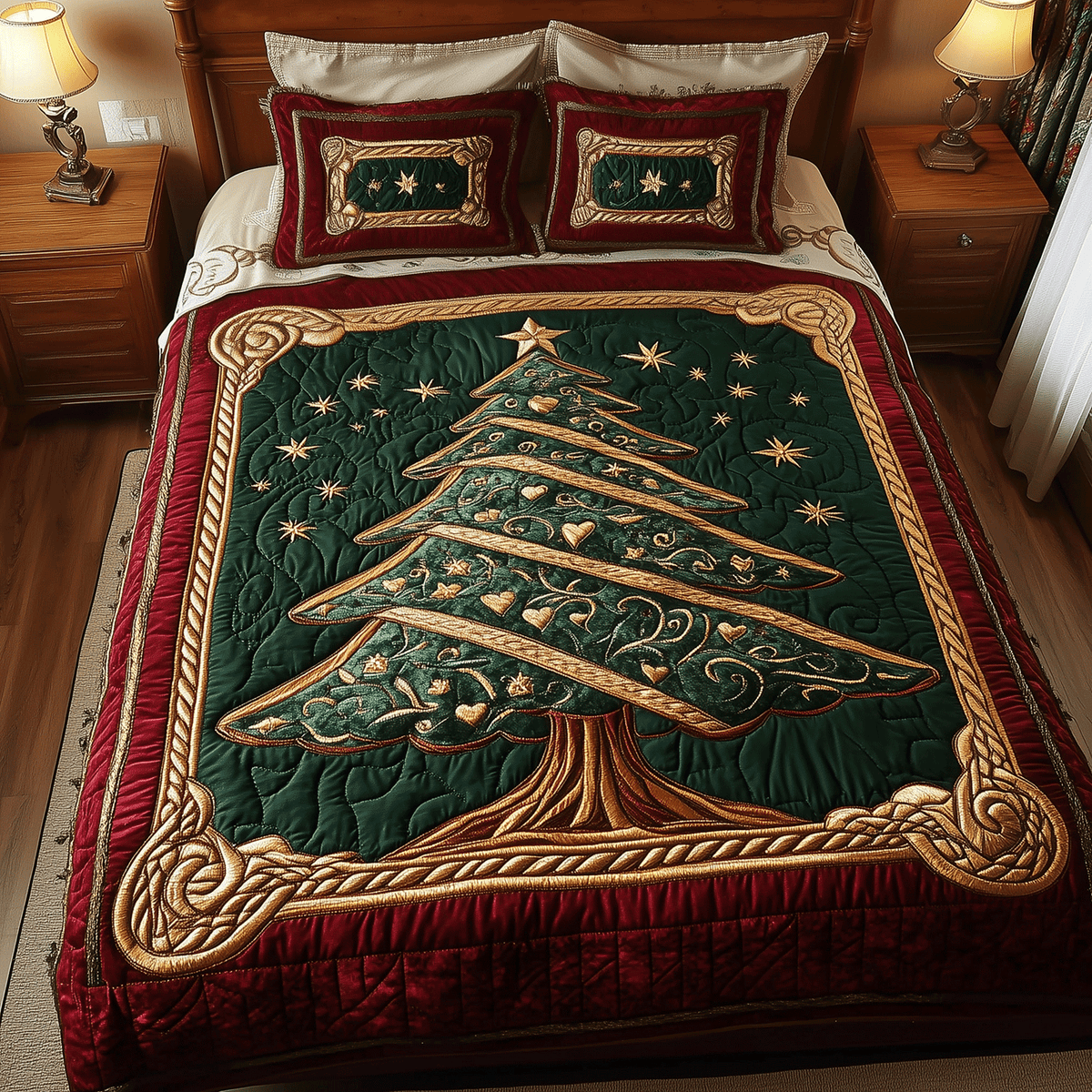 Christmas Pine Dreams -Piece Quilted Bedding Set VTQ-Myprintsy