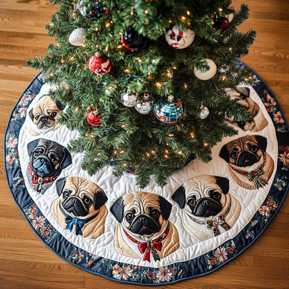 Christmas Pug Christmas Quilted Tree Skirt VTQ-Myprintsy