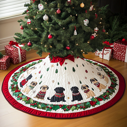 Christmas Pug Christmas Quilted Tree Skirt-Myprintsy