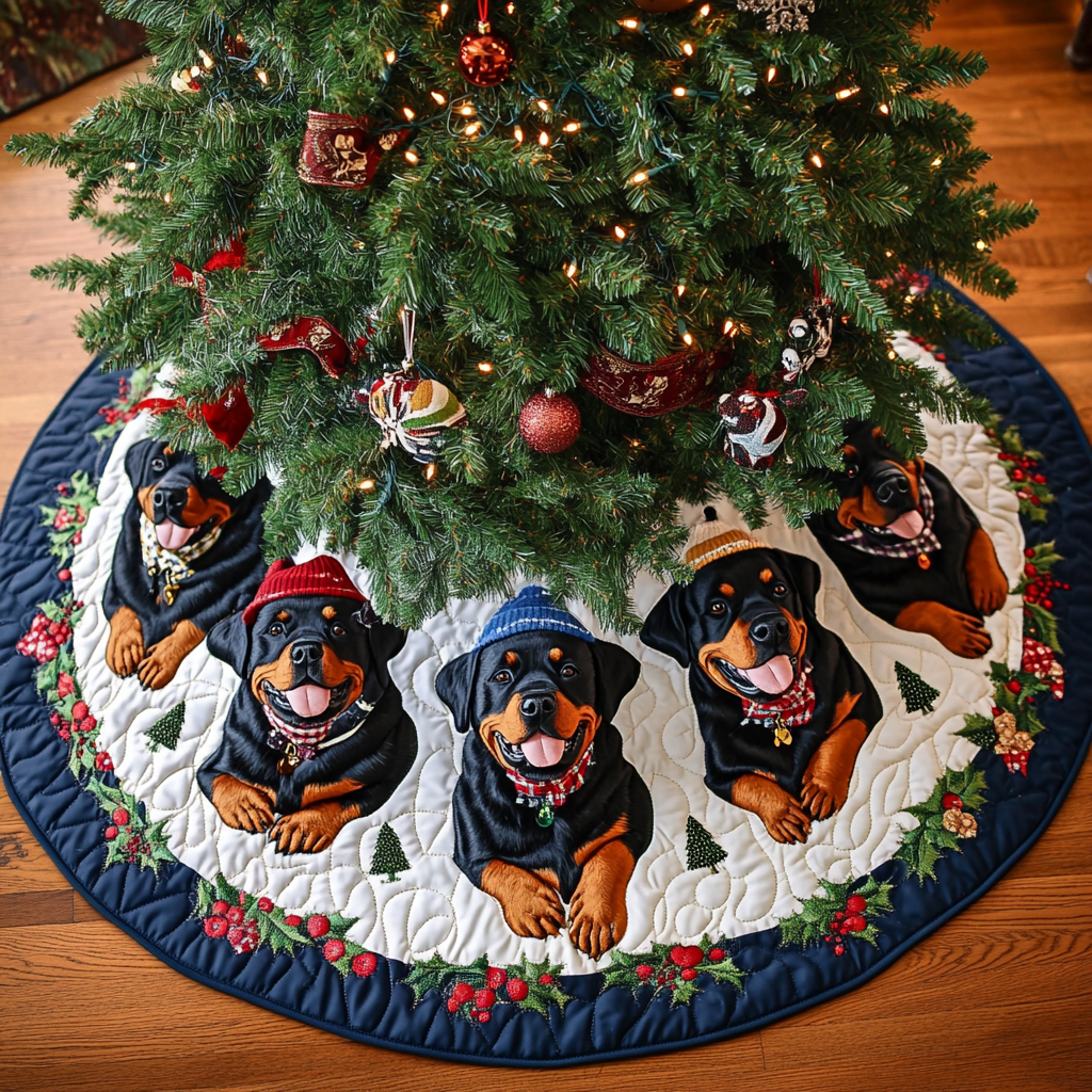 Christmas Rottweiler Christmas Quilted Tree Skirt VTQ-Myprintsy