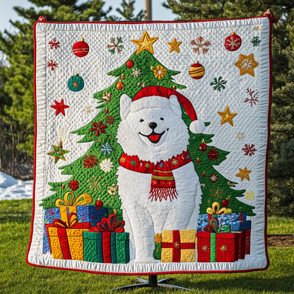 Christmas Samoyed Quilted Blanket VTQ-Myprintsy