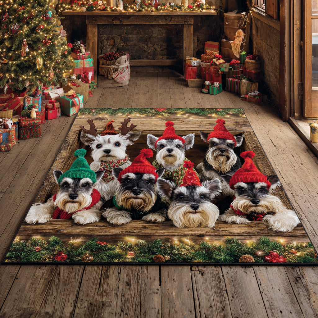 Christmas Schnauzer Crate Area Rug VTQ-Myprintsy