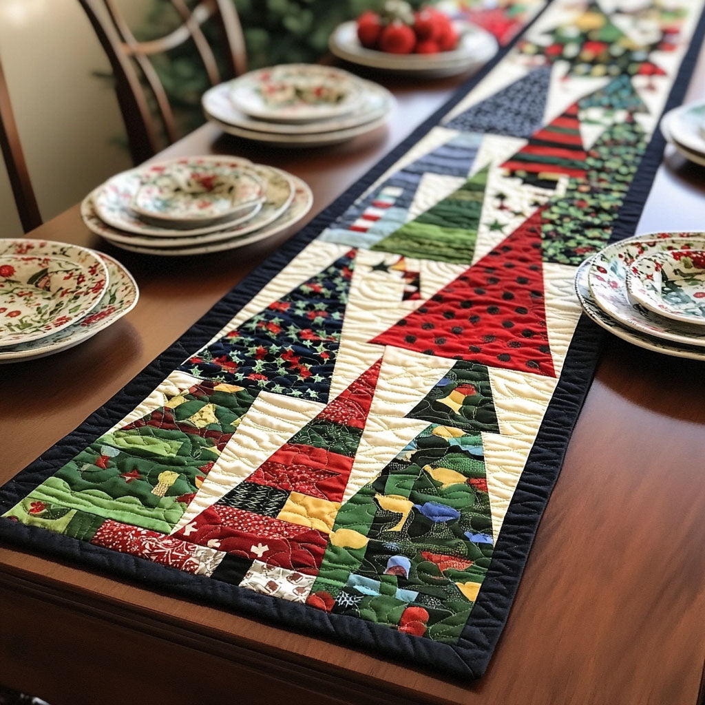 Christmas Snowfall Memories Quilted Table Runner VTQ-Myprintsy