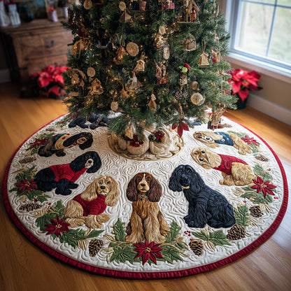 Christmas Spaniel Charm Christmas Quilted Tree Skirt VTQ-Myprintsy