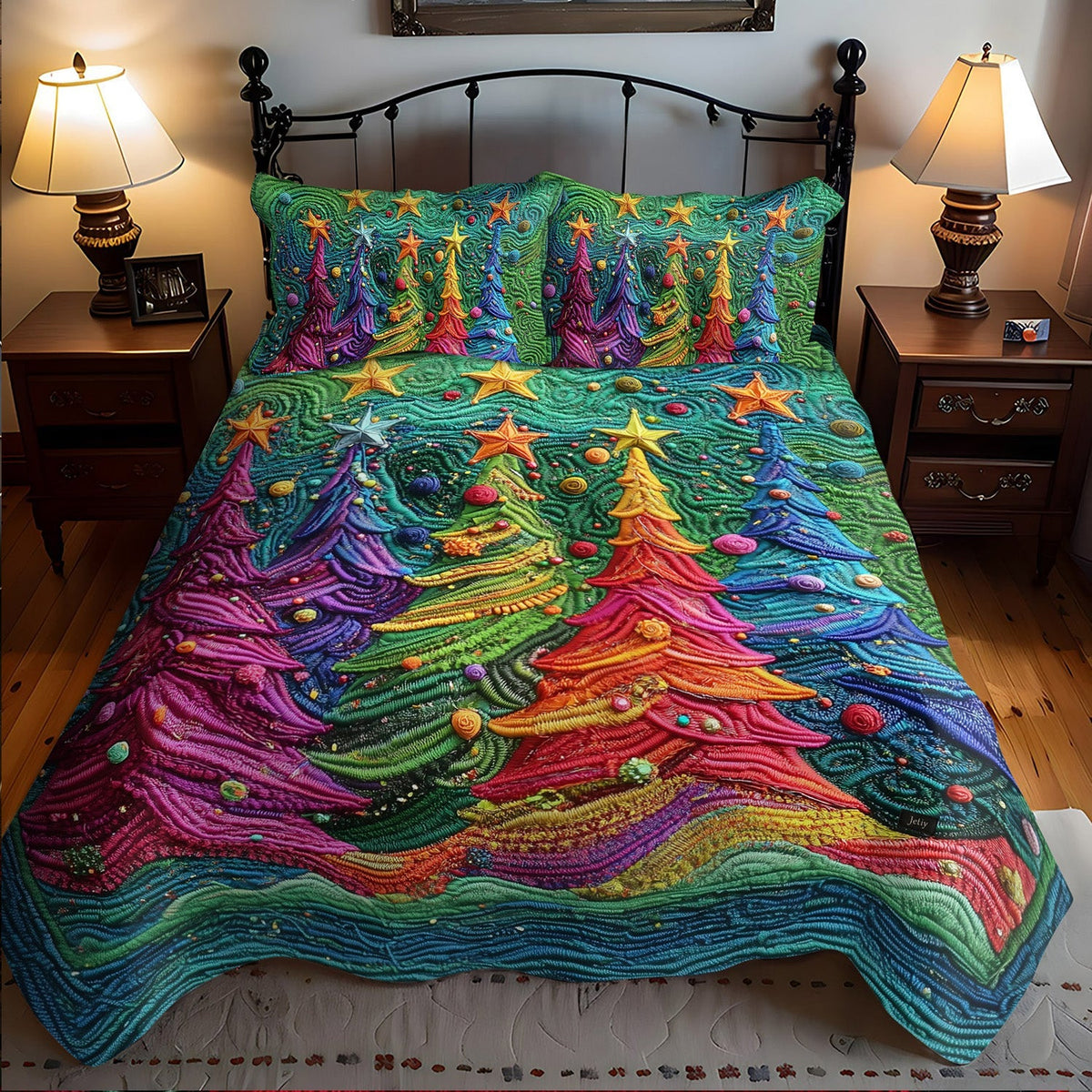 Christmas Star Pines -Piece Quilted Bedding Set VTQ-Myprintsy