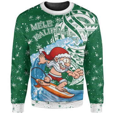 Christmas Sweatshirt 01 - Santa Claus With Surfboard-Myprintsy