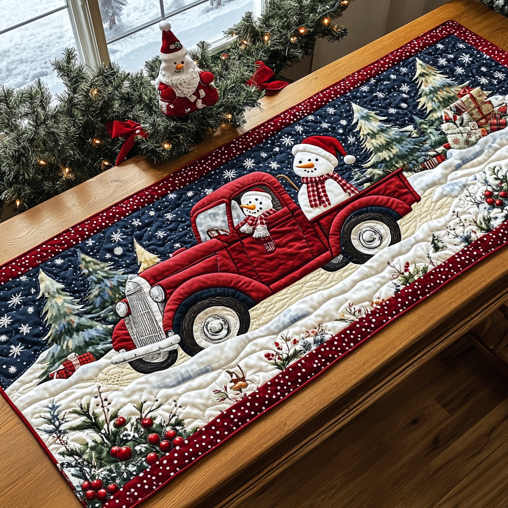 Christmas Tree Delivery Quilted Table Runner VTQ-Myprintsy