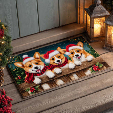 Christmas Trio Corgis Doormat VTQ-Myprintsy