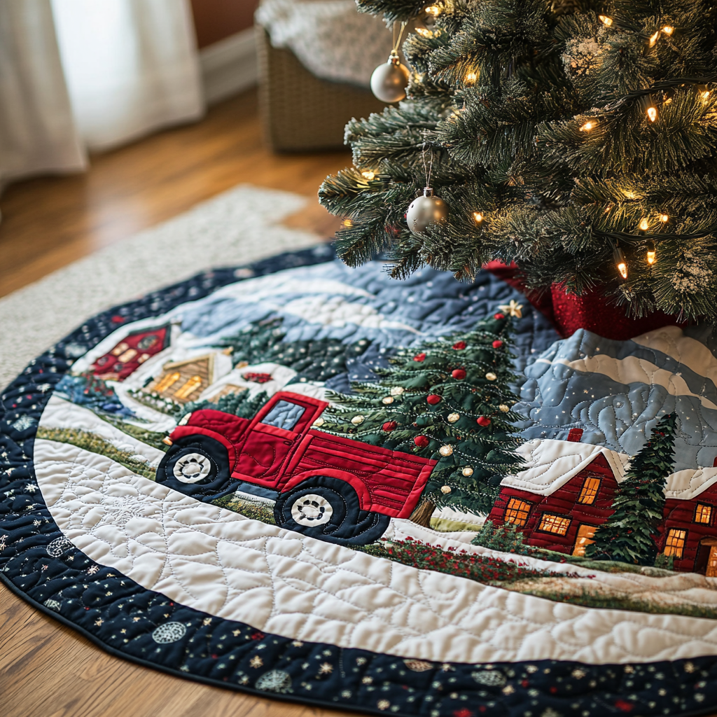 Christmas Truck Quilted Christmas Tree Skirt VTQ-Myprintsy