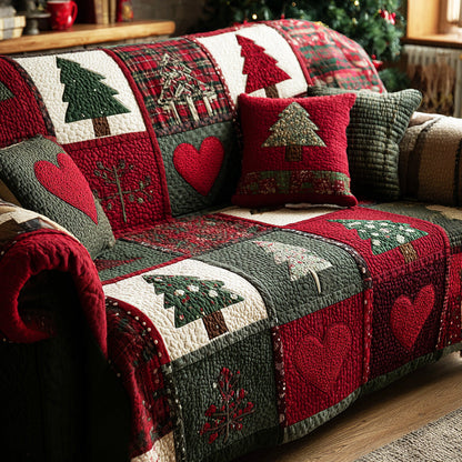 Christmas Twin Hearts Quilted Sofa Cover VTQ-Myprintsy