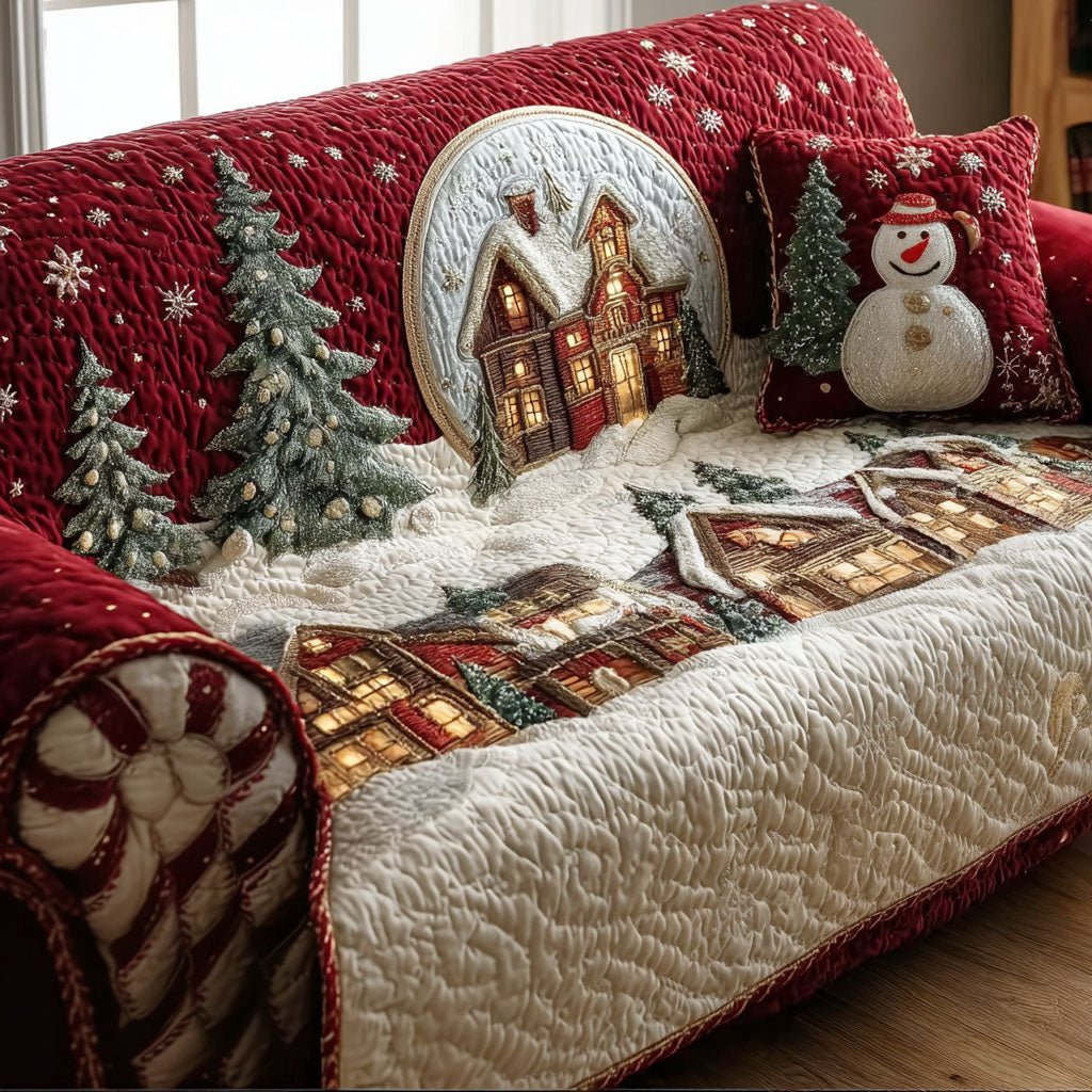 Christmas Village Quilted Sofa Cover VTQ-Myprintsy