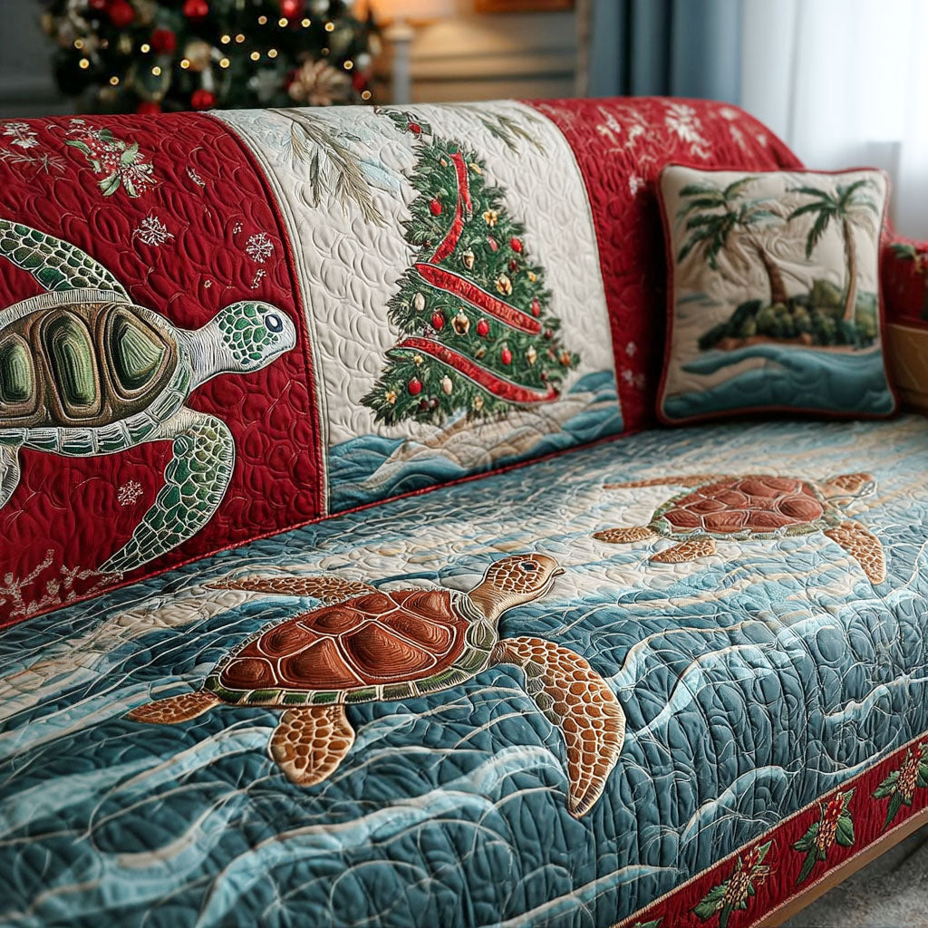 Christmas Wave Turtle Quilted Sofa Cover VTQ-Myprintsy