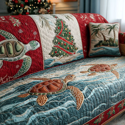 Christmas Wave Turtle Quilted Sofa Cover VTQ-Myprintsy