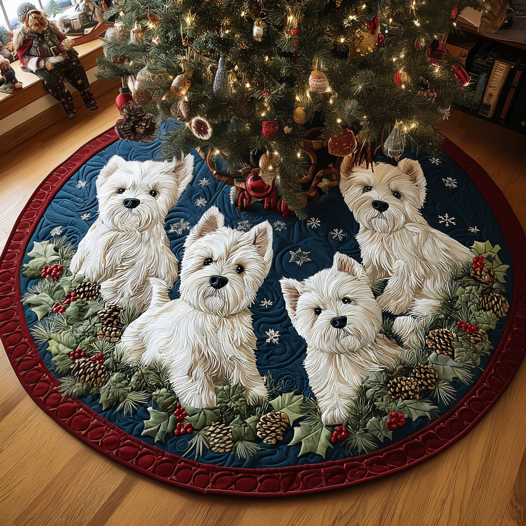Christmas Westie Magic Quilted Christmas Tree Skirt VTQ-Myprintsy