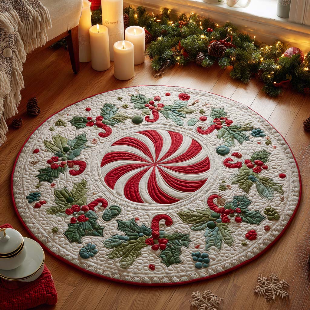 Christmas Whirl Quilted Round Mat VTQ-Myprintsy