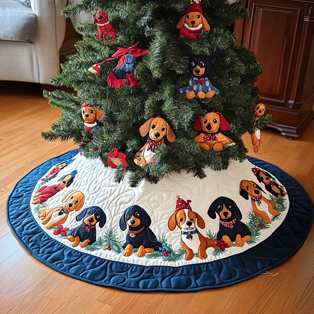 Christmas Wiener Magic Chritstmas Quilted Tree Skirt-Myprintsy