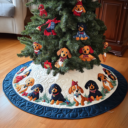 Christmas Wiener Magic Chritstmas Quilted Tree Skirt-Myprintsy