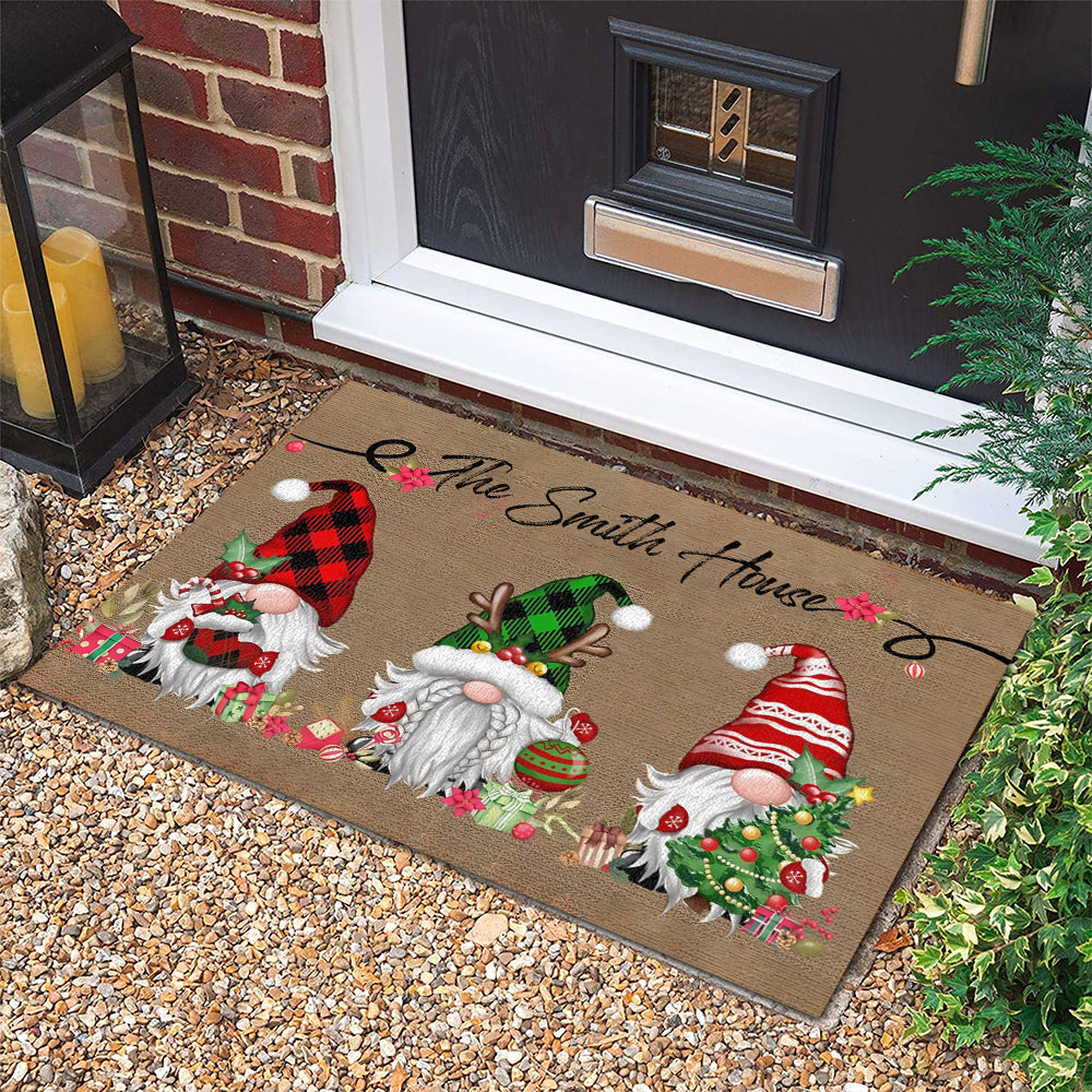 Christmas With 3 Gnomes - Personalized Doormat-Myprintsy
