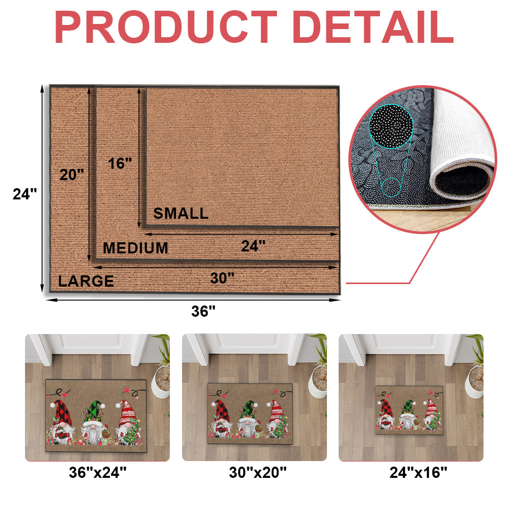 Christmas With 3 Gnomes - Personalized Doormat-Myprintsy