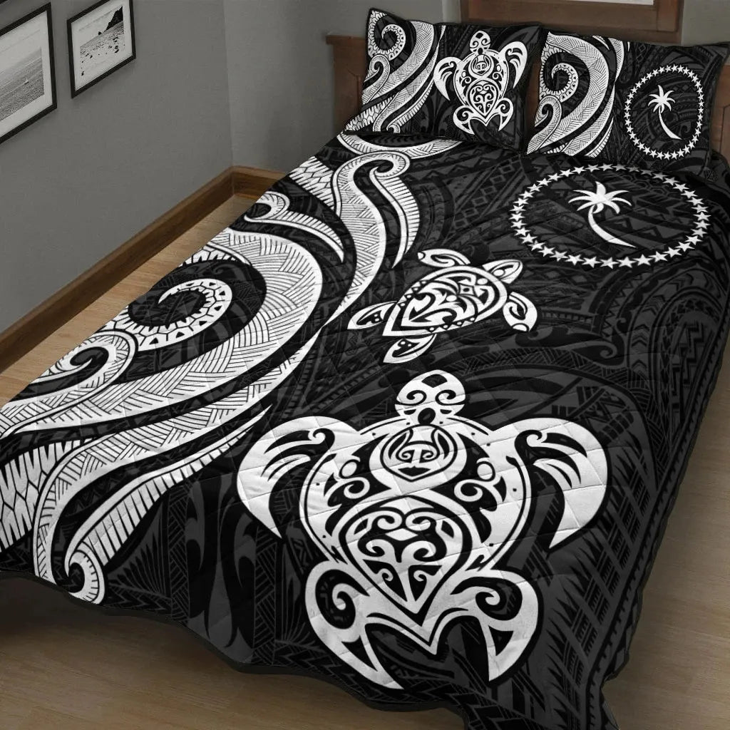 Chuuk Quilt Bed Set - White Tentacle Turtle-Myprintsy