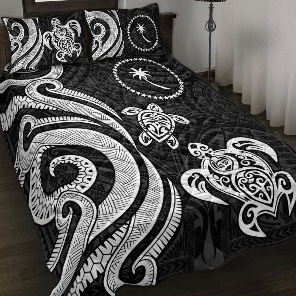 Chuuk Quilt Bed Set - White Tentacle Turtle-Myprintsy