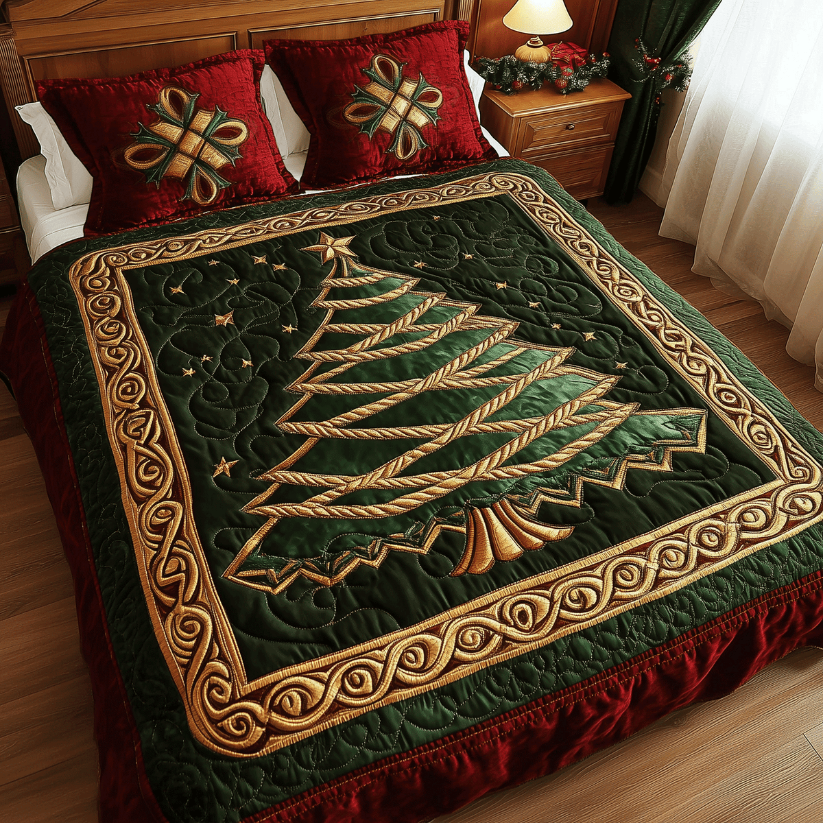 Classic Christmas Tree -Piece Quilted Bedding Set VTQ-Myprintsy