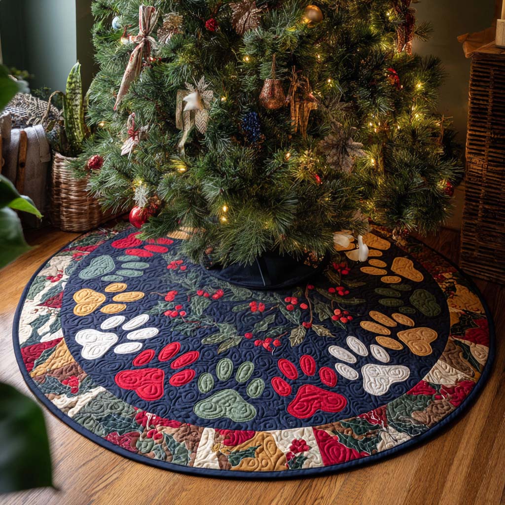 Classic Paws Christmas Quilted Tree Skirt-Myprintsy