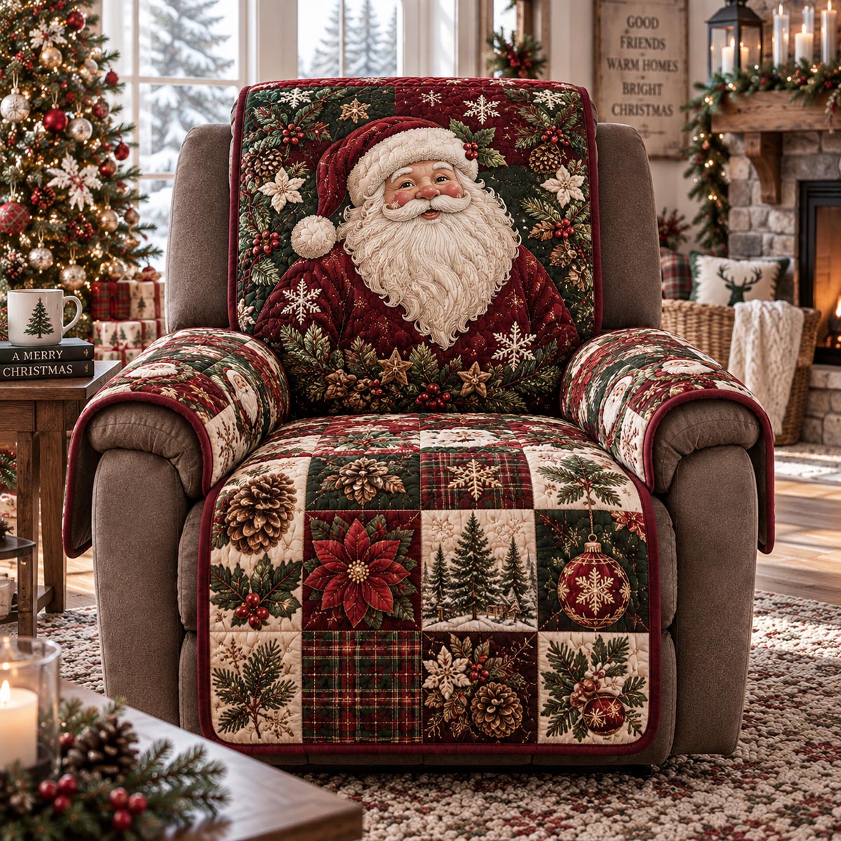 Classic Santa Plaid Quilted Sofa Cover VTQ-Myprintsy