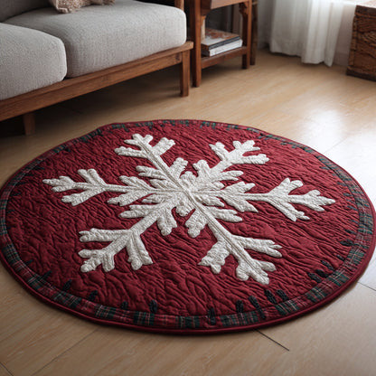 Classic Snowflake Emblem Quilted Round Mat VTQ-Myprintsy