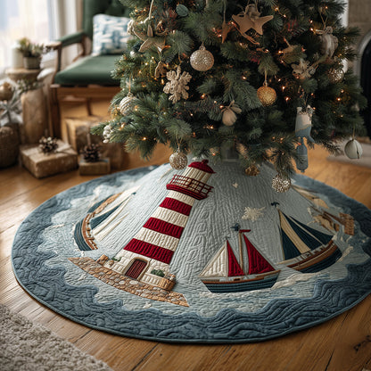 Coastal Lighthouse Christmas Quilted Tree Skirt-Myprintsy