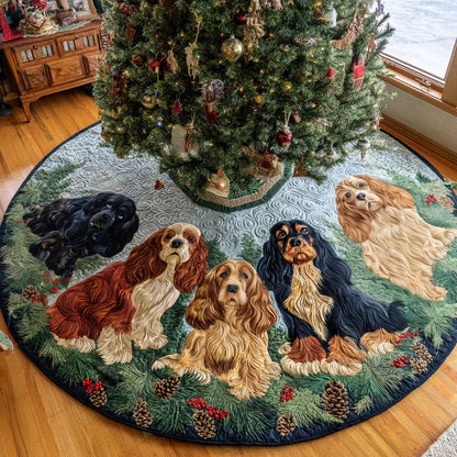 Cocker Carol Night Christmas Quilted Tree Skirt-Myprintsy