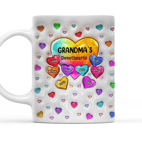 Colorful Sweethearts Grandma - Personalized 3D Mug-Myprintsy