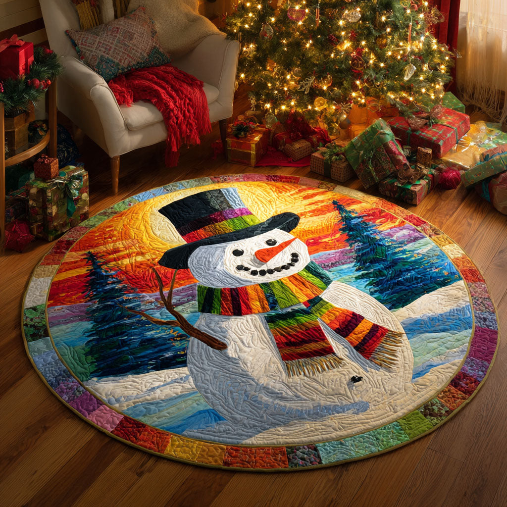 Colorful Winter Friend Quilted Round Mat VTQ-Myprintsy