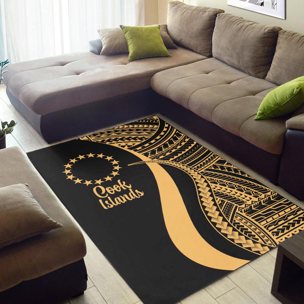Cook Islands Area Rug - Gold Polynesian Tentacle Tribal Pattern-Myprintsy
