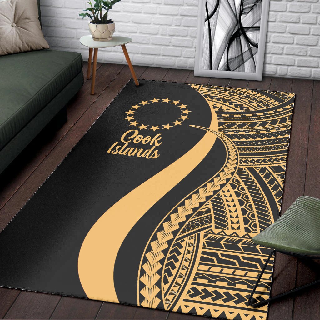 Cook Islands Area Rug - Gold Polynesian Tentacle Tribal Pattern-Myprintsy