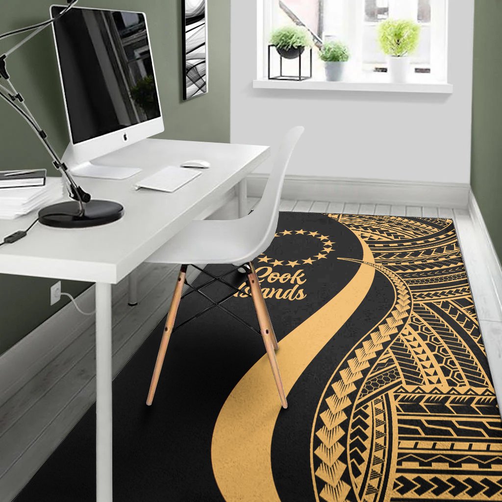 Cook Islands Area Rug - Gold Polynesian Tentacle Tribal Pattern-Myprintsy