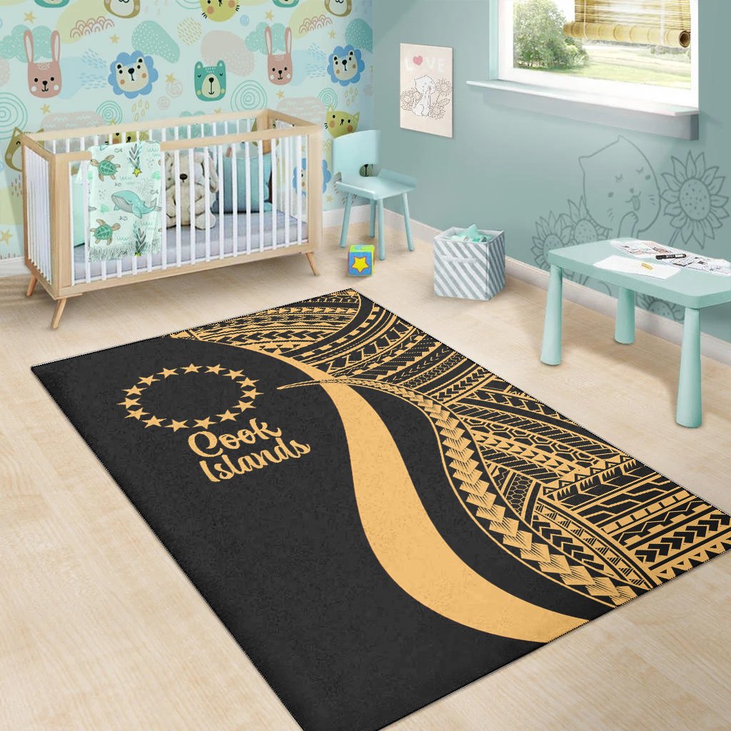 Cook Islands Area Rug - Gold Polynesian Tentacle Tribal Pattern-Myprintsy