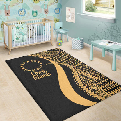 Cook Islands Area Rug - Gold Polynesian Tentacle Tribal Pattern-Myprintsy