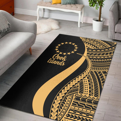 Cook Islands Area Rug - Gold Polynesian Tentacle Tribal Pattern-Myprintsy
