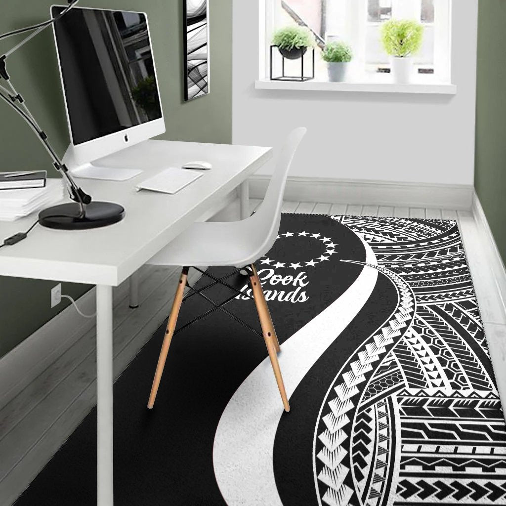 Cook Islands Area Rug - White Polynesian Tentacle Tribal Pattern-Myprintsy