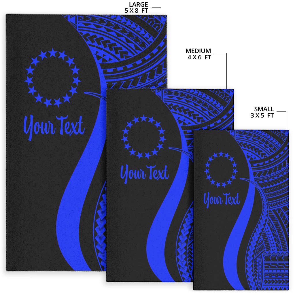 Cook Islands Custom Personalised Area Rug - Blue Polynesian Tentacle Tribal Pattern-Myprintsy
