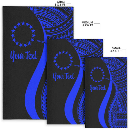 Cook Islands Custom Personalised Area Rug - Blue Polynesian Tentacle Tribal Pattern-Myprintsy